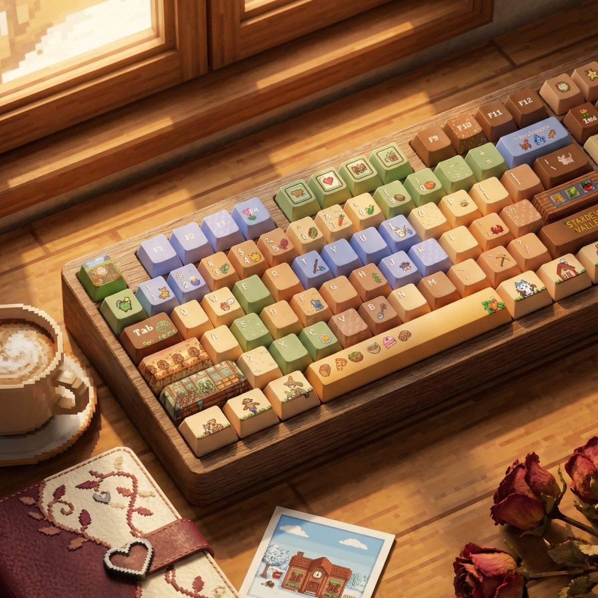 Stardew Valley cute pixel farming PBT keycap set
