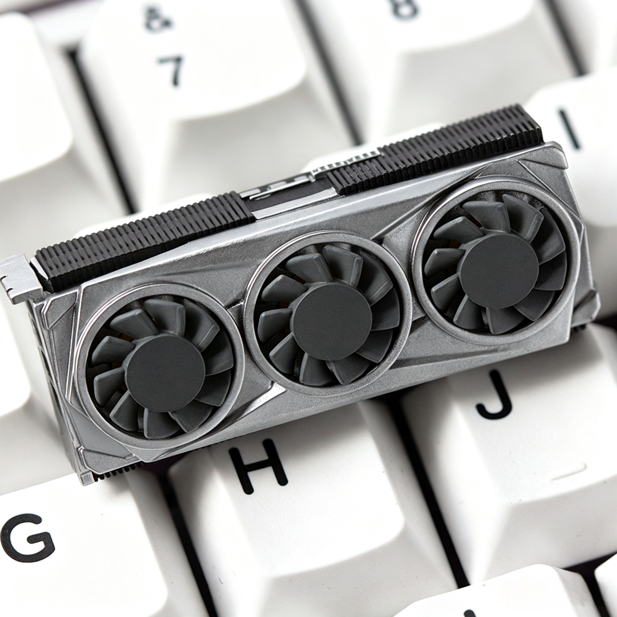 handmade-triple-fan-gpu-resin-keycap-featuring-miniature-graphics-card-design-with-3d-cooling-fan-details-for-gaming-mechanical-keyboards-and-pc-builders