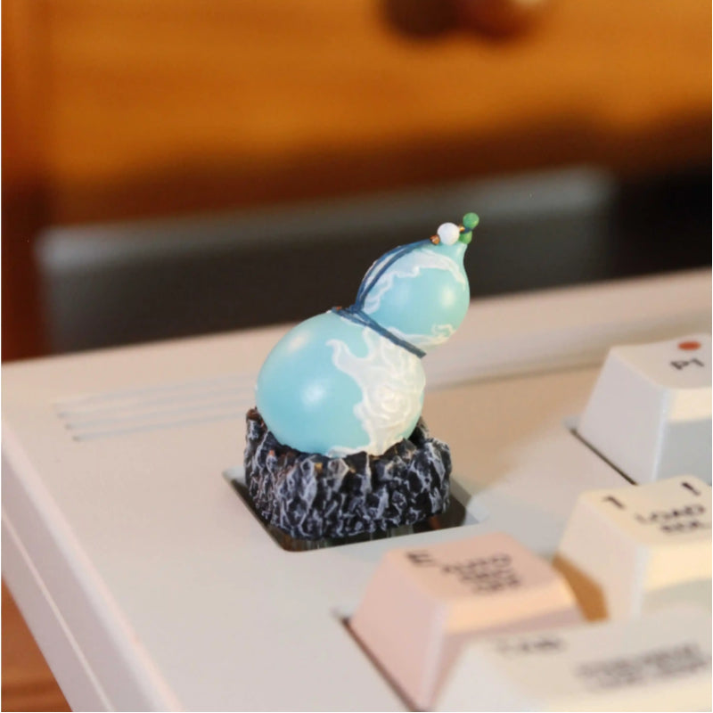 Vibrant Red Fortune Gourd artisan keycap featuring lucky red color and traditional fantasy decoration