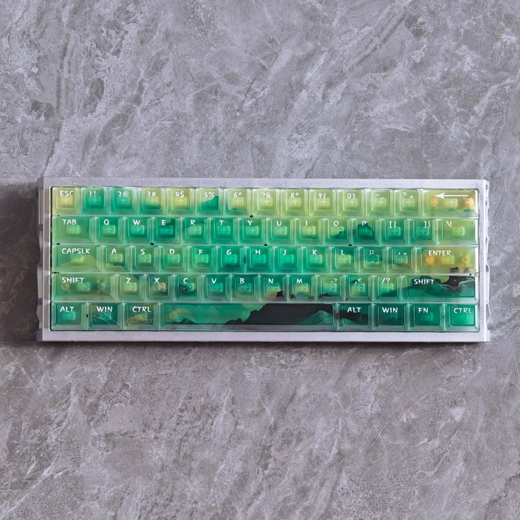 wenshao-dark-moss-keycap-set-inspired-by-oriental-ink-wash-art-natural-landscape-elements-and-zen-style-mechanical-keyboard-aesthetic