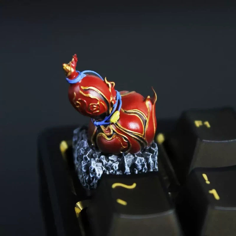 Xiang Fei Azure Spirit Gourd artisan keycap with blue fantasy texture and mystical Eastern artifact style