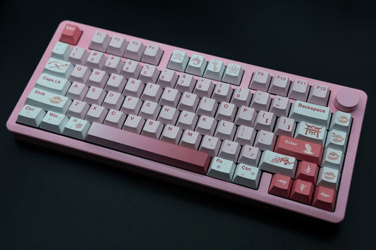 YaeMiko Keyboard LEOBOG pink Hi8 and Custom PBT Keycaps Set
