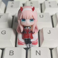 Zero Two anime artisan keycap inspired by DARLING in the FRANXX character design for mechanical keyboards