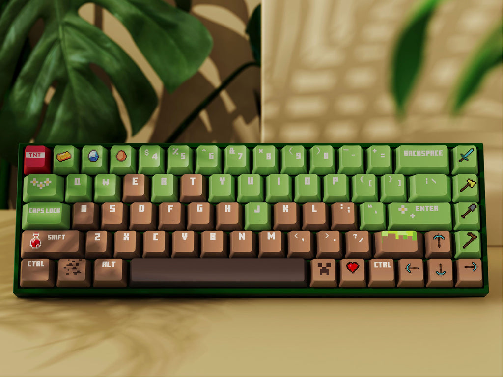 Bright and colorful Minecraft keycaps by aiheystudio, crafted in a new PIXEL BOX design with 130 keys.
