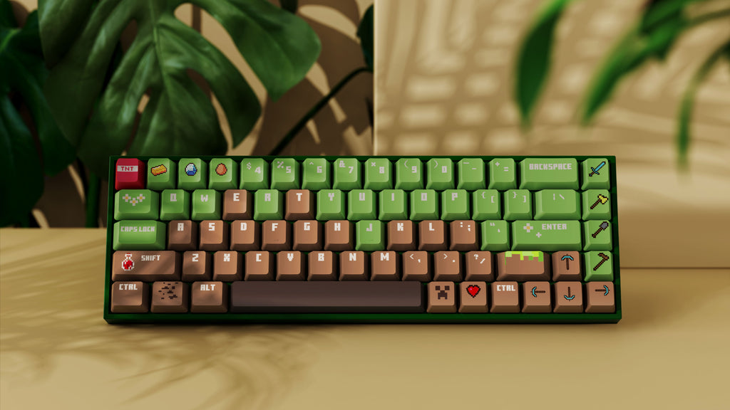 Minecraft PIXEL BOX keycap set by aiheystudio featuring new 130-key design with pixel art style.
